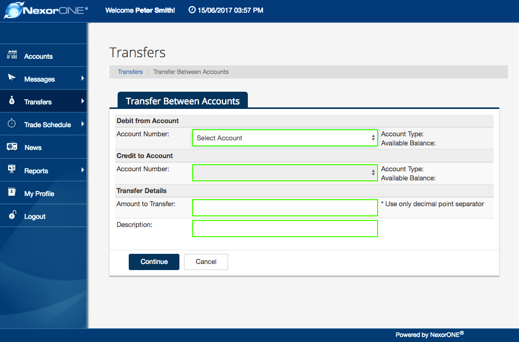 ... Select the account number you would like to debit your transfer