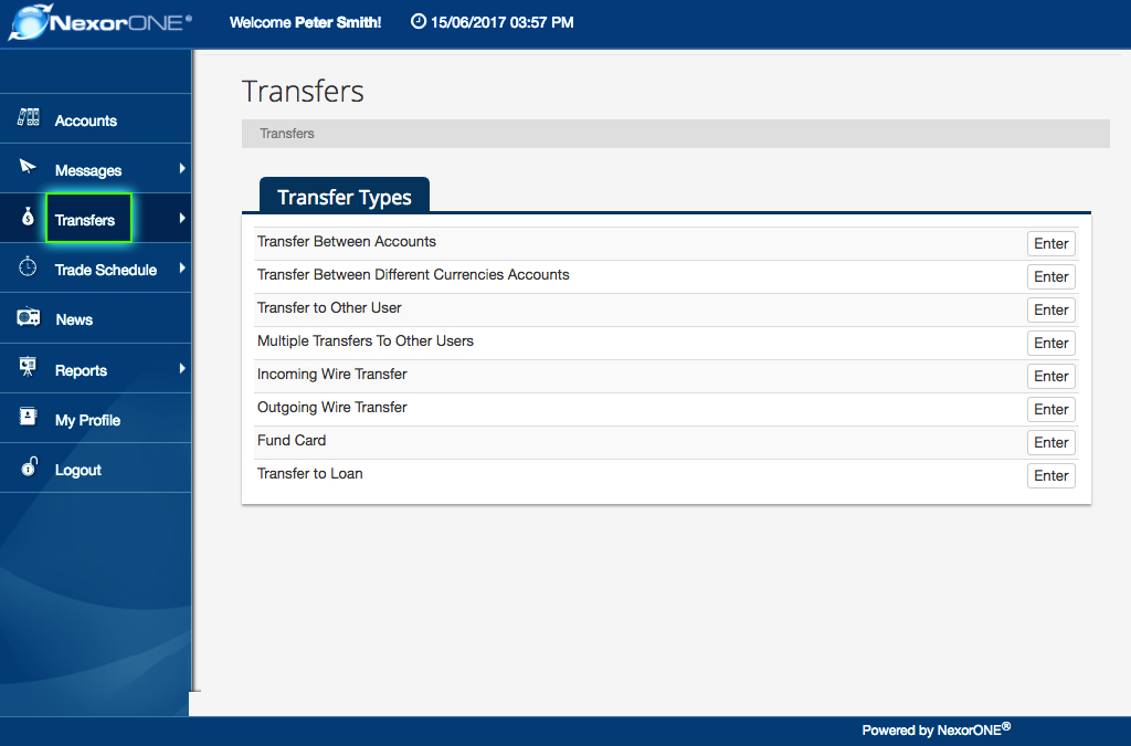 Click on 'Transfers' menu